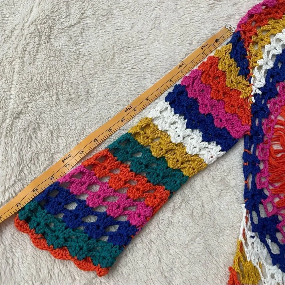 𝅺cupshe Crochet Multicolor Rainbow Top